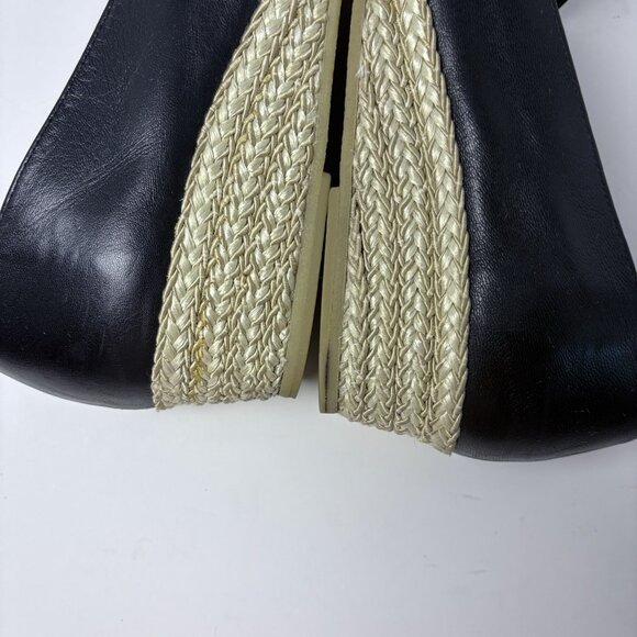 andré assous Made‎ in Spain Womens 9N Black Leather Slip-on Espadrille Shoe - Picture 9 of 12